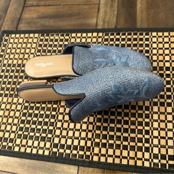 Draper James Darby Women's Slip On Mules Blue Embroidered Slip-On Loafers Size 9 - Picture 4 of 10